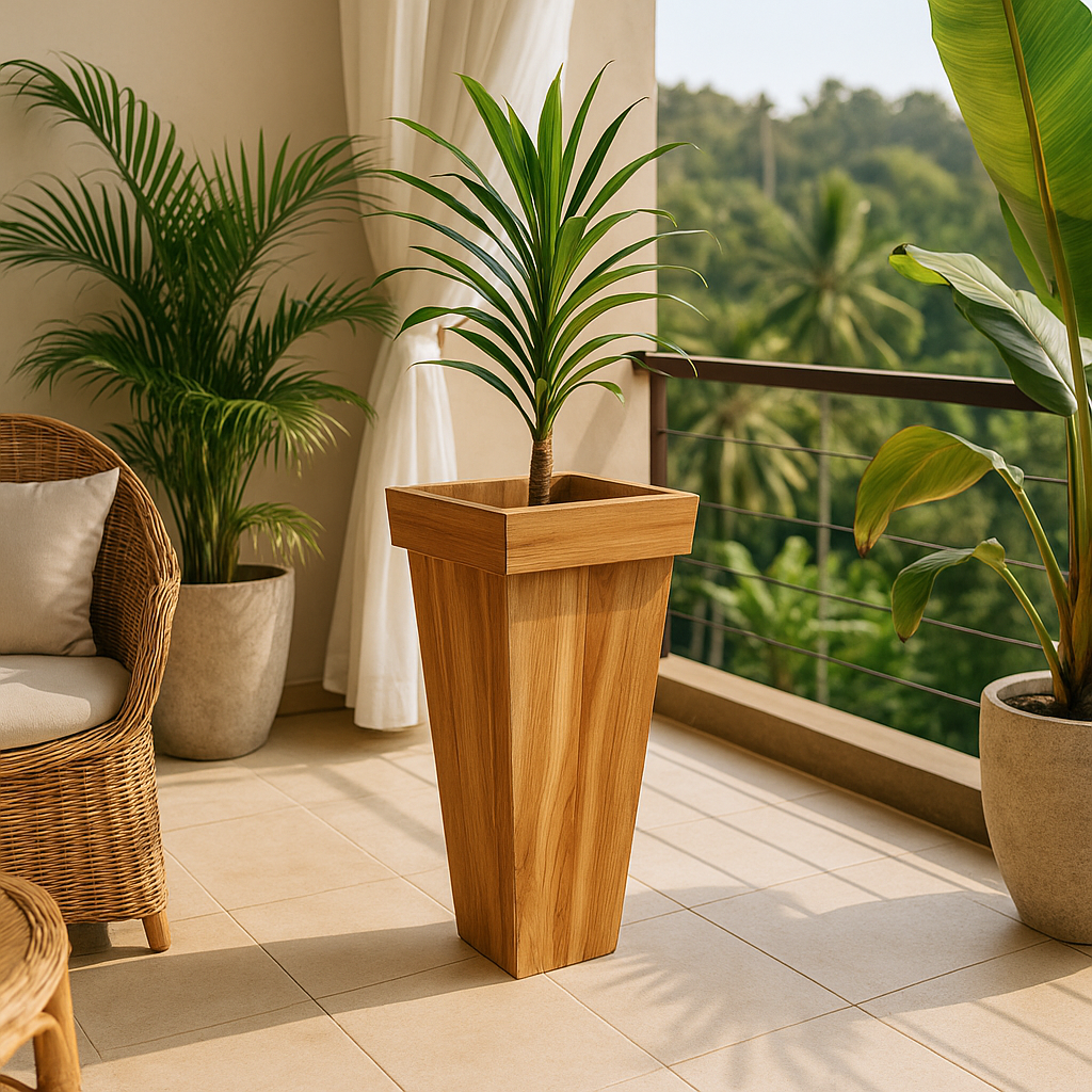 Teak Tower Vase